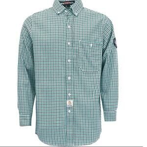 Bocomal Mens Flame Resistant 6.5oz Plaid Button Front Collared Shirt Size Large